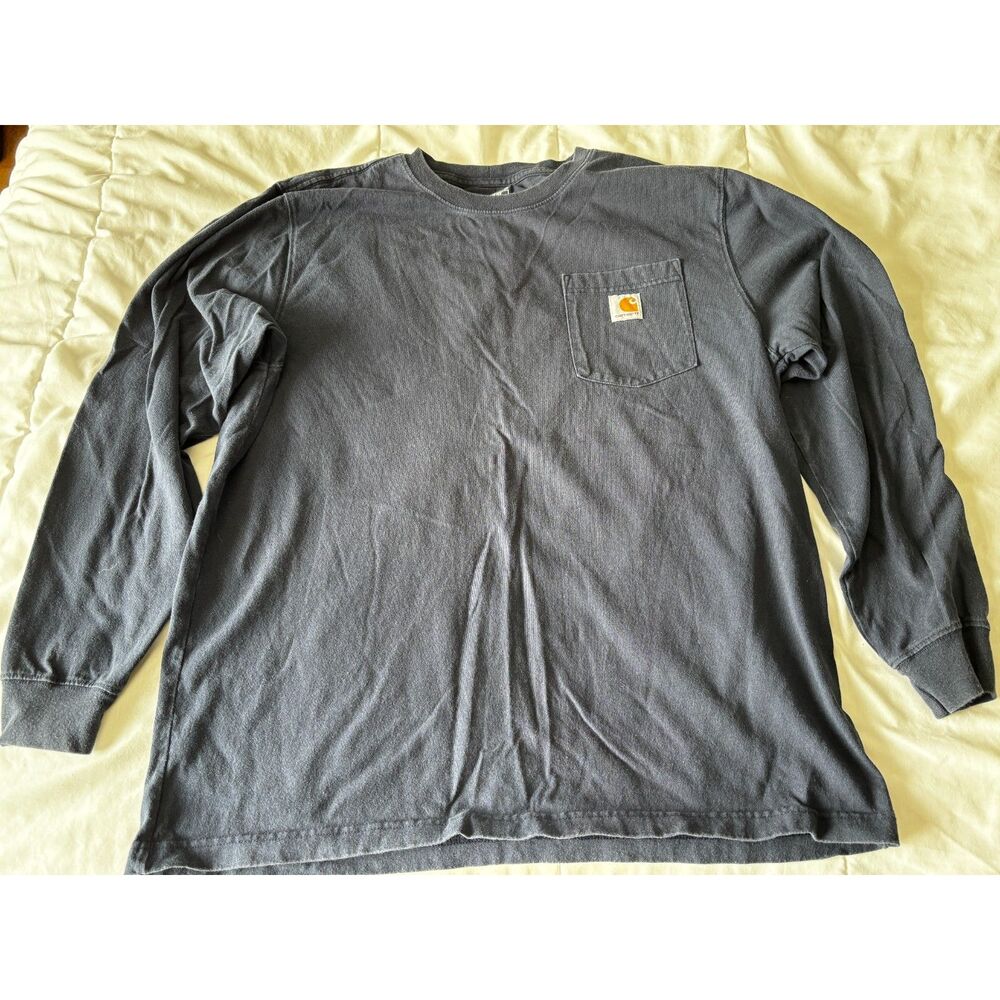 Carhartt long sleeve loose fit navy pocket tee t-shirt - size L